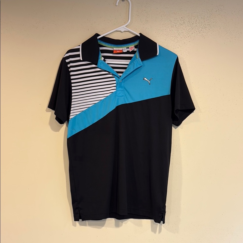 Puma Black and Blue Polo with Athletic Design